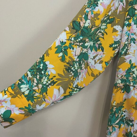 JESSICA SIMPSON Shiloh Satin Dress Yellow Floral Print Golden Rod Sz 2X NWT - Picture 5 of 11